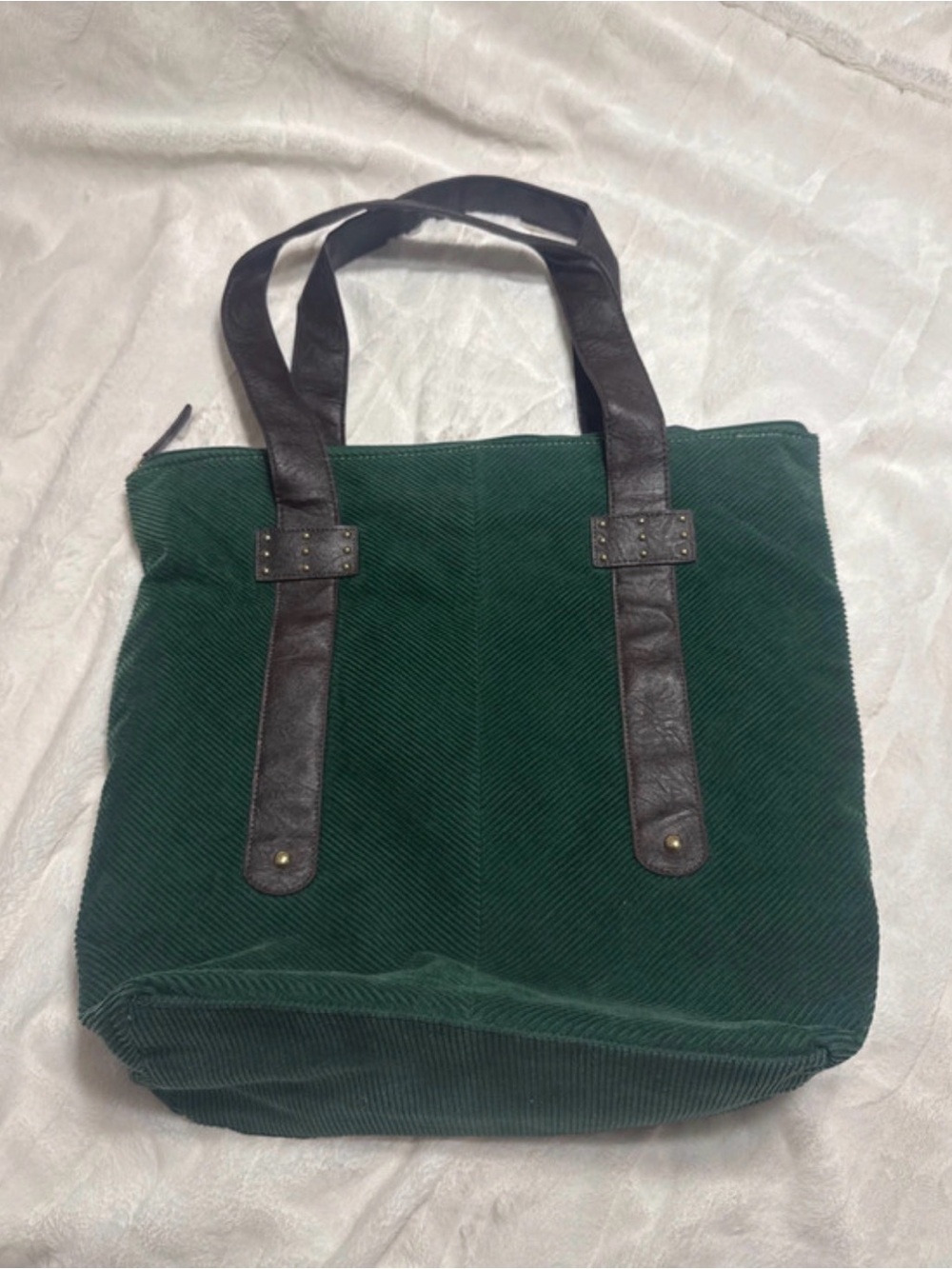 Avon Large Green Corduroy Tote Bag.